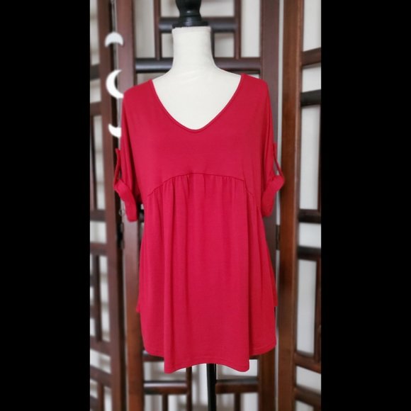 NWOT Women's V Neck Loose Ruffle Blouse (Size M - Picture 1 of 3